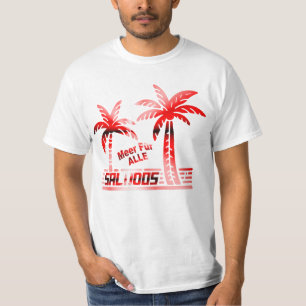 Sommer Sonne und Meer - "SALUDOS" - Palmendekor T-Shirt