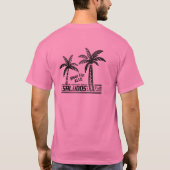 Sommer Sonne und Meer - "SALUDOS" - Palmendekor T-Shirt (Rückseite)