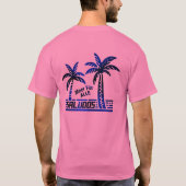 Sommer Sonne und Meer - "SALUDOS" - Palmendekor T-Shirt (Rückseite)