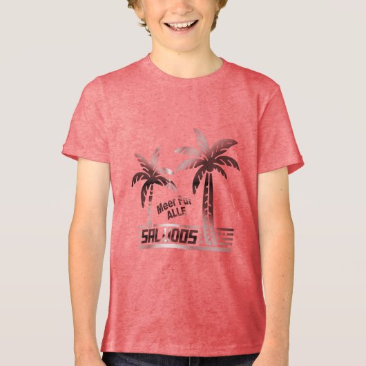 Sommer Sonne und Meer - Saludos - Palmendekor Tri-Blend Shirt (Vorderseite)