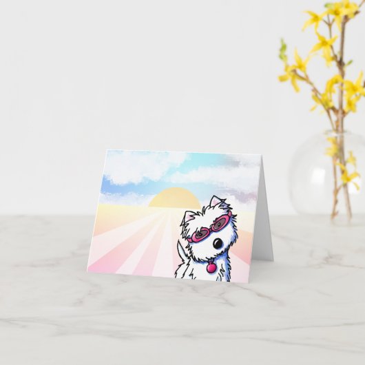 Sommer Sonne Westie Karte (Gelbe Blume)