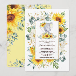 Sommer-Sonnenblume-Elefant-Grün-Babyparty Einladung