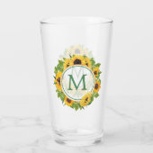Sommer-Sonnenblume-Kreis-Monogramm Glas (Rückseite)