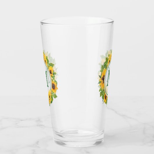 Sommer-Sonnenblume-Kreis-Monogramm Glas (Rechts)
