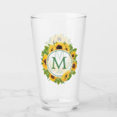 Sommer-Sonnenblume-Kreis-Monogramm Glas (Vorderseite)