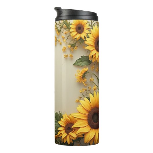 Sommer-Sonnenblumen-Gartengestaltung Thermosbecher (Nach rechts gedreht)