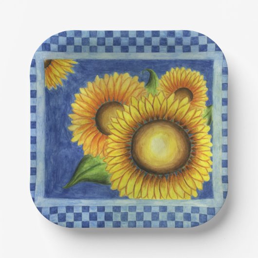 Sommer-Sonnenblumen-Papierteller Pappteller (Vorderseite)