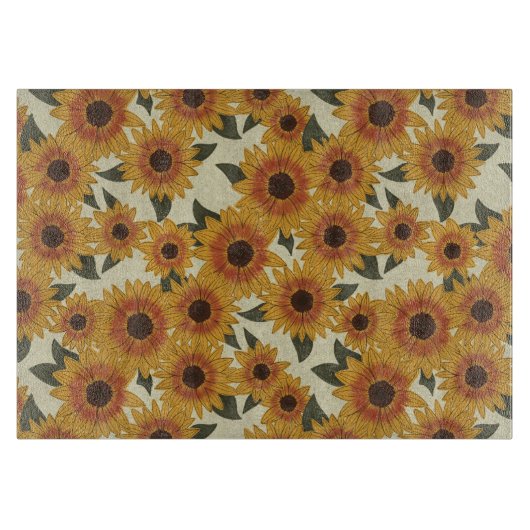 Sommer Sonnenblumen Schneidebrett (Vorderseite)