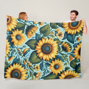 Sommer/Sonnenblumen/Vogel Fleecedecke