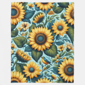 Sommer/Sonnenblumen/Vogel Fleecedecke (Vorderseite)