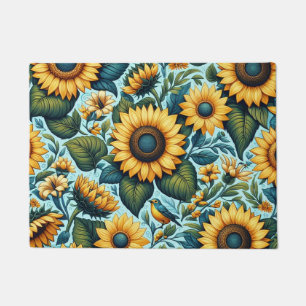Sommer/Sonnenblumen/Vogel Fußmatte