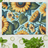 Sommer/Sonnenblumen/Vogel Geschirrtuch (Gefaltet)