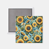 Sommer/Sonnenblumen/Vogel Magnet (Vorderseite/Rückseite)