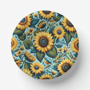Sommer/Sonnenblumen/Vogel Pappteller
