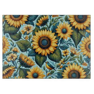 Sommer/Sonnenblumen/Vogel Schneidebrett