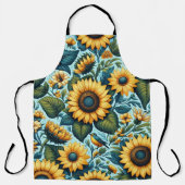 Sommer/Sonnenblumen/Vogel Schürze (Vorderseite)