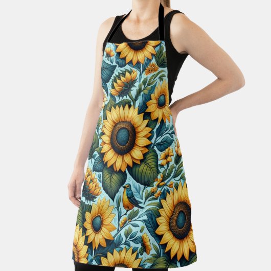 Sommer/Sonnenblumen/Vogel Schürze (InSitu)