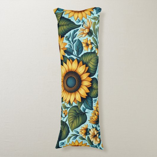 Sommer/Sonnenblumen/Vogel Seitenschläferkissen (Vorderseite Vertikal)