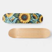 Sommer/Sonnenblumen/Vogel Skateboard (Horizontal)