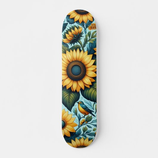 Sommer/Sonnenblumen/Vogel Skateboard (Vorne)