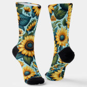Sommer/Sonnenblumen/Vogel Socken (Gewinkelt)