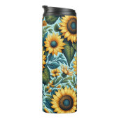 Sommer/Sonnenblumen/Vogel Thermosbecher (Nach rechts gedreht)
