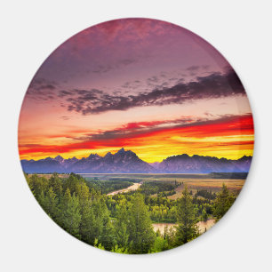 Sommer-Sonnenuntergang bei Snake River übersehen Magnet
