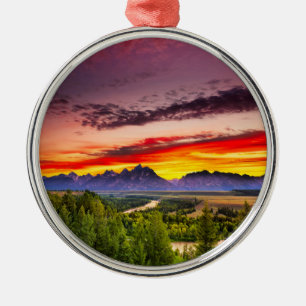 Sommer-Sonnenuntergang bei Snake River übersehen Ornament Aus Metall
