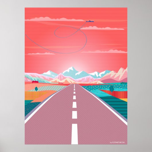 Sommer Sonnenuntergang, Straßenfahrt bis Rocky Mou Poster (Vorne)