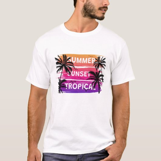 Sommer Sonnenuntergang tropisch T-Shirt (Vorderseite)