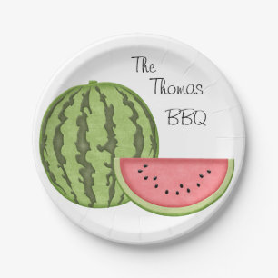 Sommer Spaß, BBQ, Wassermelone, Personalisiert, Pappteller