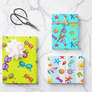 Sommer-Spaß-Design Mädchenparty Geschenkpapier Set