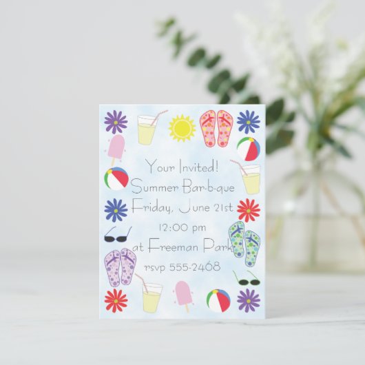 Sommer-Spaß Einladung (Stehend Vorderseite)