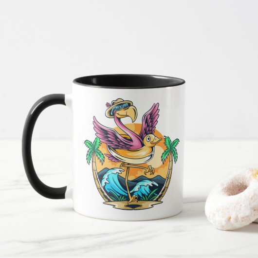 Sommer-Spaß-Flamingo Tasse (Mit Donut)