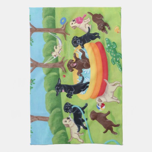 Sommer-Spaß Labradors Malerei Handtuch (Vertikal)