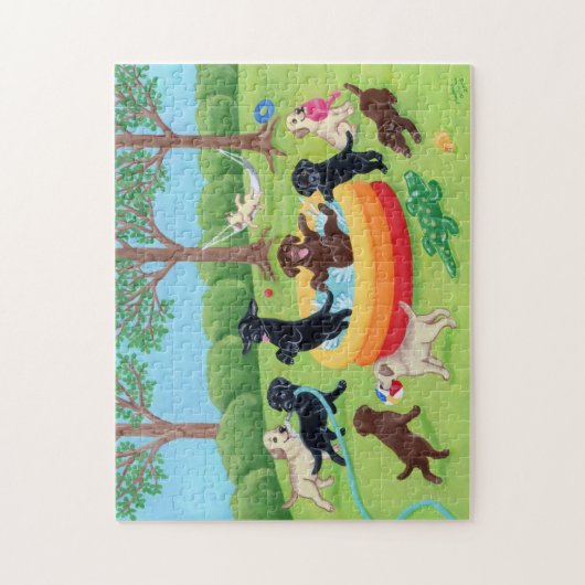 Sommer-Spaß Labradors Malerei Puzzle (Vertikal)