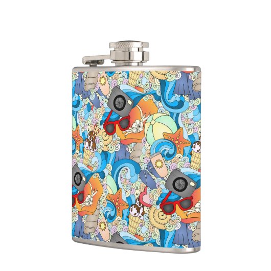 Sommer-Spaß-Muster Flachmann (Links)