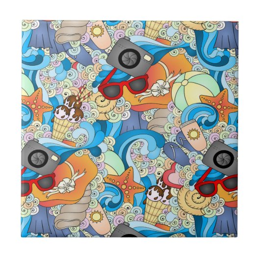 Sommer-Spaß-Muster Fliese (Vorderseite)