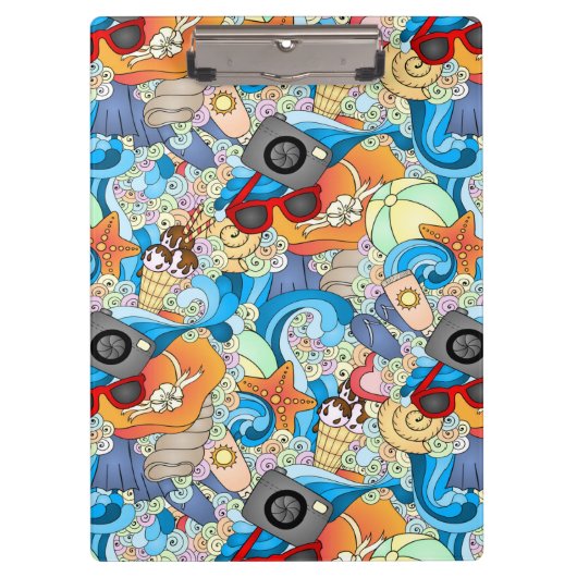 Sommer-Spaß-Muster Klemmbrett (Vorderseite)