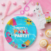 Sommer-Spaß-Poolparty Individueller Name Pappteller (Party)