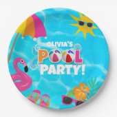 Sommer-Spaß-Poolparty Individueller Name Pappteller (Vorderseite)