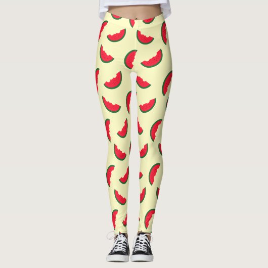 Sommer-Spaß-rotes Wassermelone-Gelb-Muster Leggings (Vorderseite)