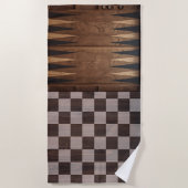Sommer-Spiele – Schach-, Dame- & Backgammon-Design Strandtuch (Vorderseite)