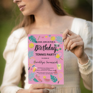 Sommer-Splash-Geburtstags-Tennisparty Postkarte