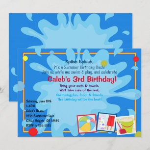 Sommer-Splash-Poolparty-Geburtstagseinladungen Einladung