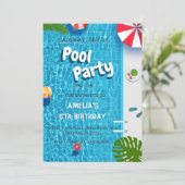 Sommer-Splash-Wasserpool-Party-Geburtstag Einladung (Stehend Vorderseite)
