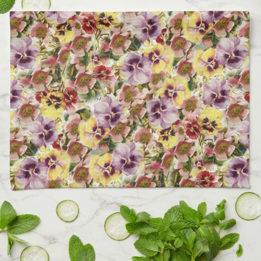 Sommer-Stiefmütterchen-Wildblumemonogramm Handtuch (Gefaltet)