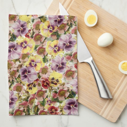 Sommer-Stiefmütterchen-Wildblumen-Monogramm Handtuch (Viertel Falte)