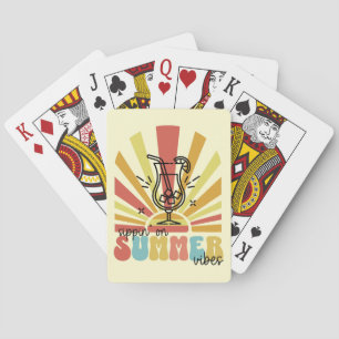 Sommer Stimmung genießen, Retro Sonne, Cocktailgla Spielkarten