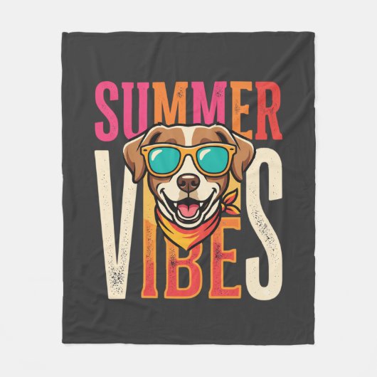 Sommer Stimmung Hund Sonnenbrille Fleecedecke (Vorderseite)